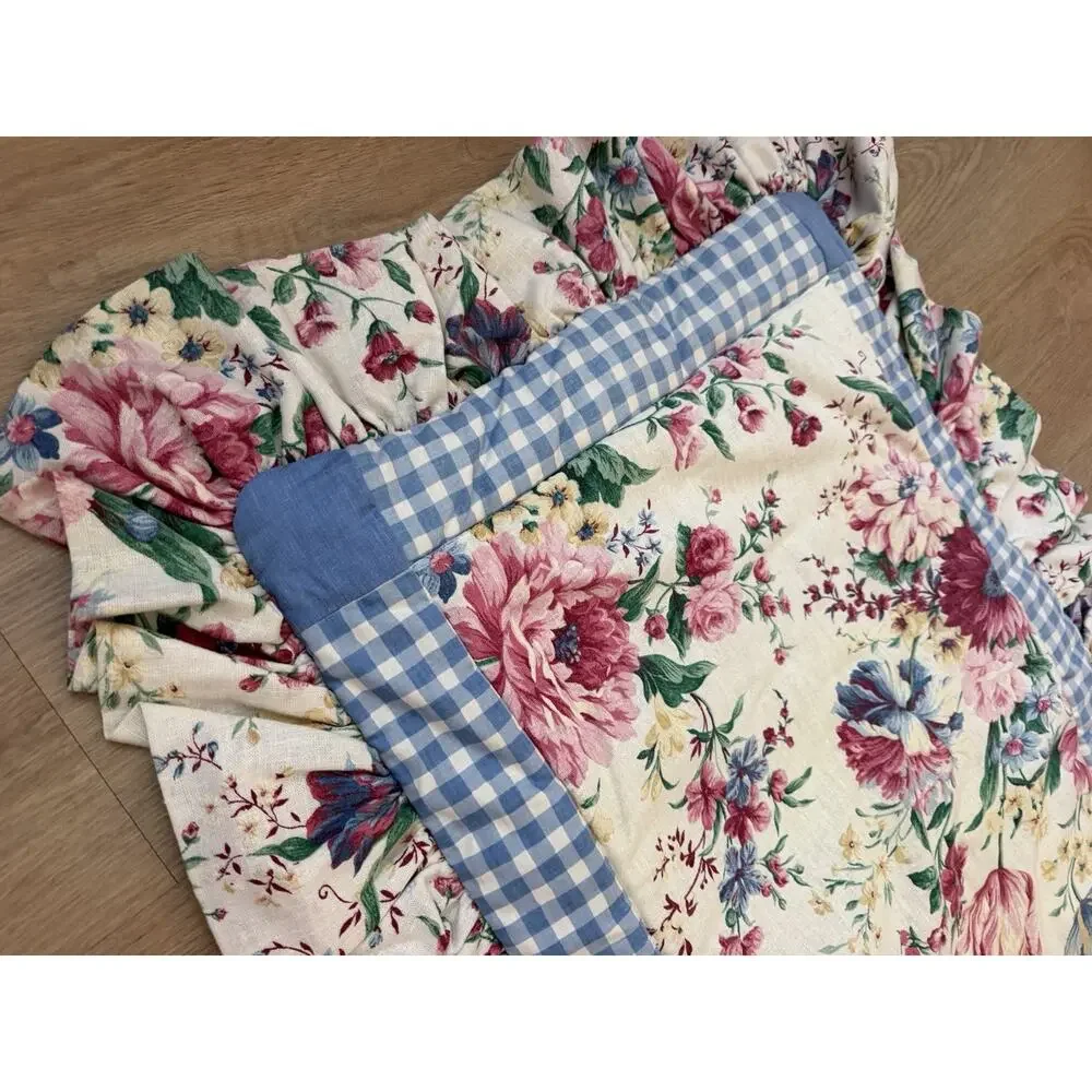 Vintage Handmade Puff patchwork Twin Quilt 4 Piece Set Cottagecore
